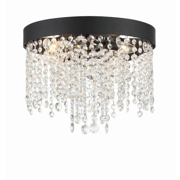 Crystorama Winham 16 in. 4-Light Black Forged Flush Mount