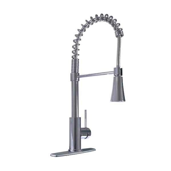 Design House Spencer Single-Handle Chef Pull-Down Sprayer Kitchen Faucet in Satin Nickel