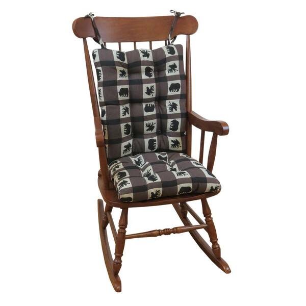 Unbranded Gripper Jumbo Animal Lodge Plaid Rocking Chair Cushion Set
