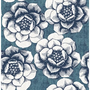 Fanciful Blue Floral Blue Wallpaper Sample