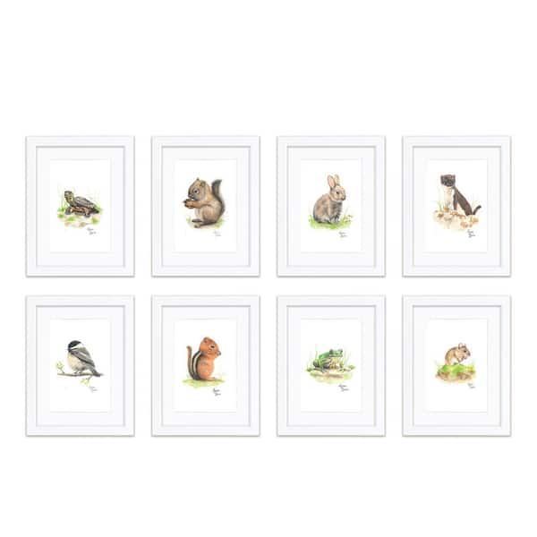 Unbranded "Woodland Tinies" by Alyssa Lewis Set of Eight White Framed with Mat Animal Art Prints 14 in. x 11 in.