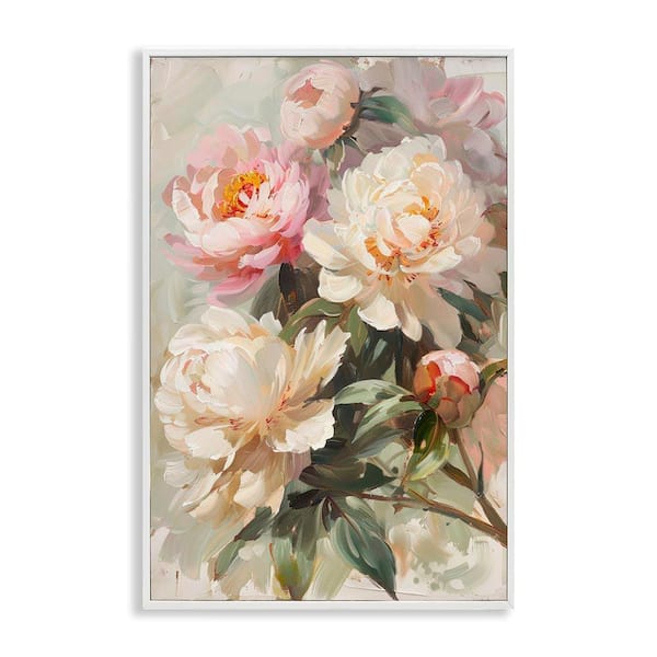 Stupell Industries Spring Peony Bundle by LSR Design Studio White Framed Nature Giclee Art Print 18 in. x 12 in.