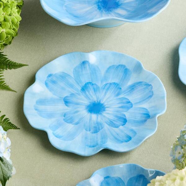   Blue Flower プレート4＋1枚セット Certified International Wildflower Blue 3-D Floral Dinner Plate