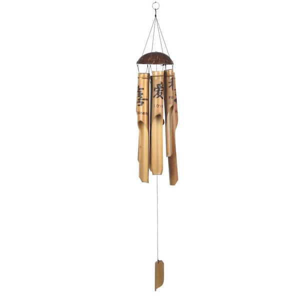 Fun Landscaping 36 in. Peace, Love and Happiness Bamboo Wind Chime