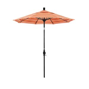 7.5 ft. Matted Black Aluminum Market Patio Umbrella Fiberglass Ribs and Collar Tilt in Dolce Mango Sunbrella