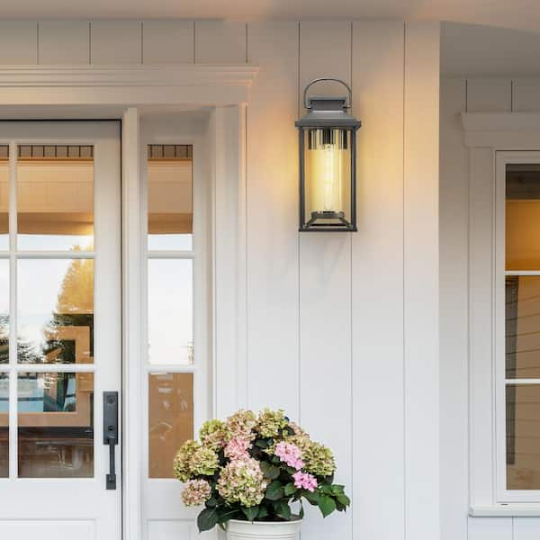 1-Pack 1-Light Exterior Lighting Fixtures Black Wall Sconce Outdoor Coach for Front Porch, E26, No Bulbs Included (A)