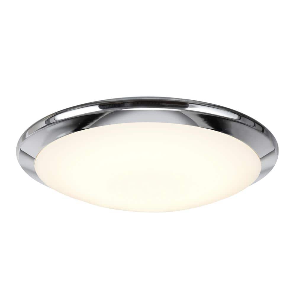 12" Chrome LED Flush Mount Ceiling Light with Frosted Glass Diffuser