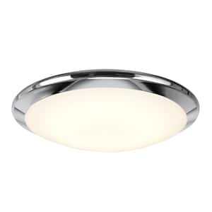 12 in. 11-Watt Chrome Integrated LED Ceiling Flush Mount with Frosted Glass Diffuser