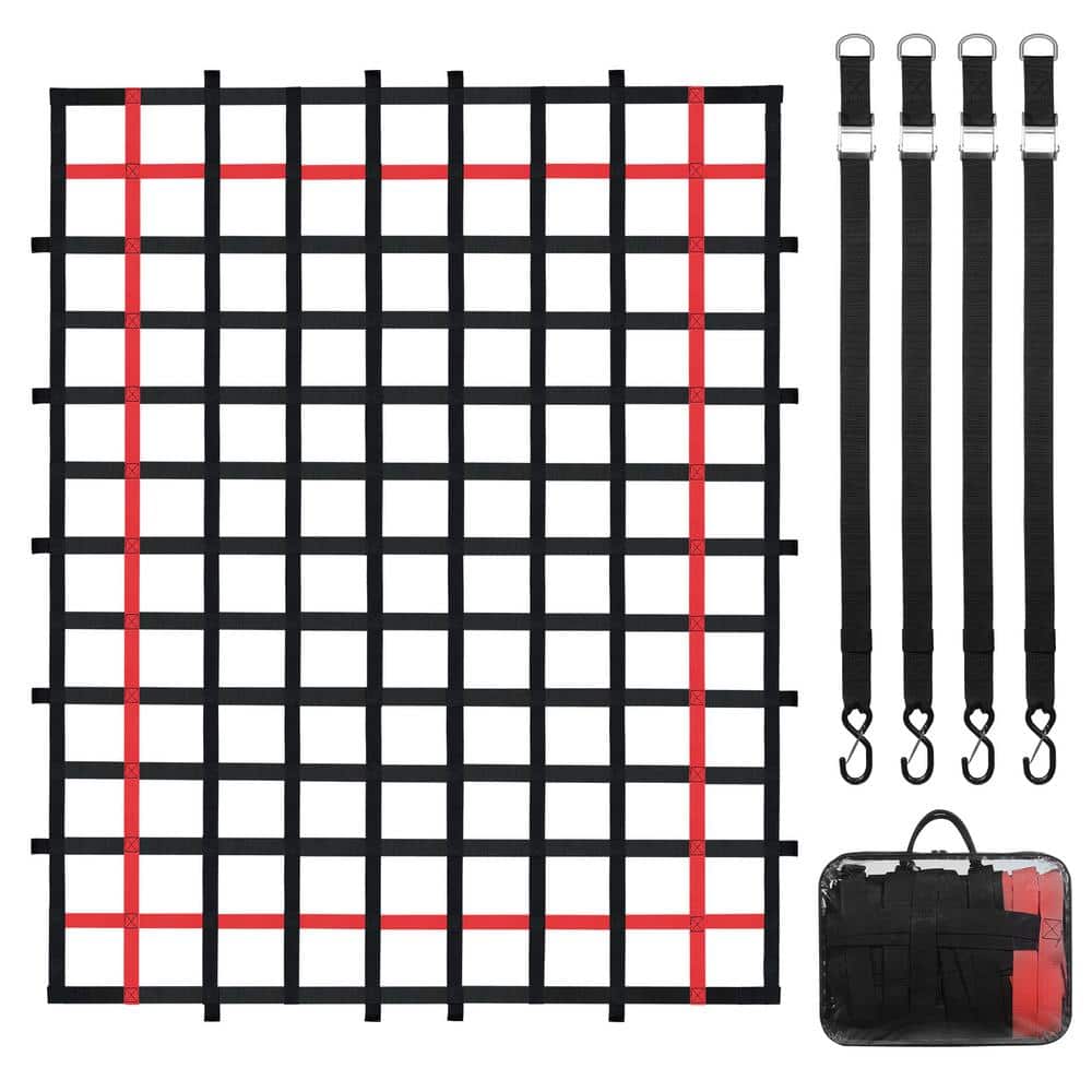 Cargo Net, 96 in. x 72 in., Heavy Duty Truck Cargo Net for Truck Bed, Rope, 4 Adjustable Straps with Buckles, S-Hooks price history on PriceWatchPro
