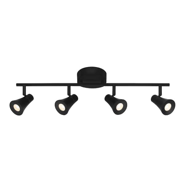 Armstrong 2 ft. Matte Black Integrated LED Hardwired Track Lighting Kit with 4 Fixed Track Heads