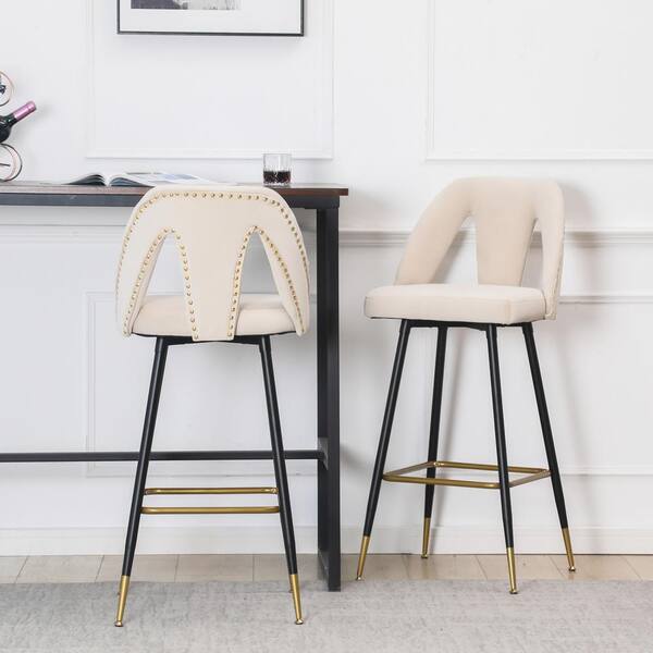 Beige velvet bar online stools