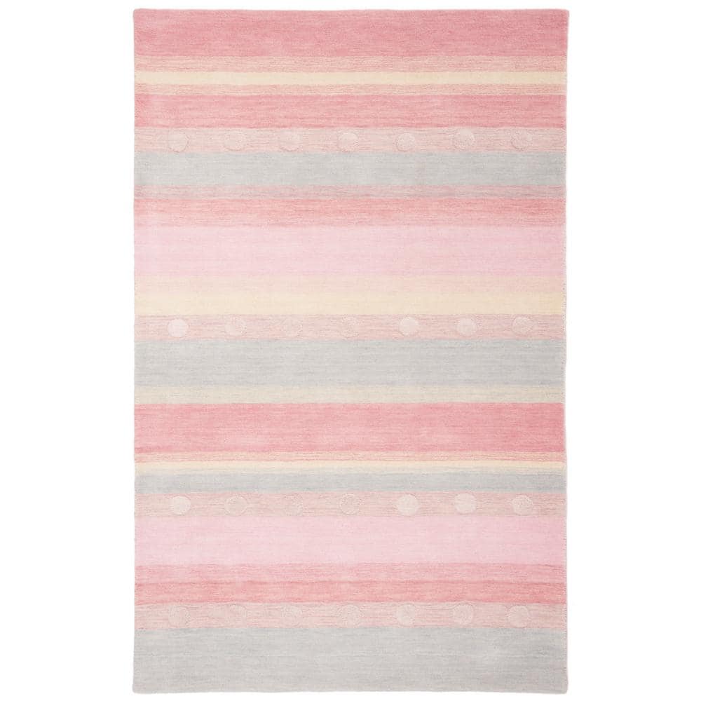 Handmade Light Blue/Pink Wool 6' x 9' Kids Tufted Area Rug