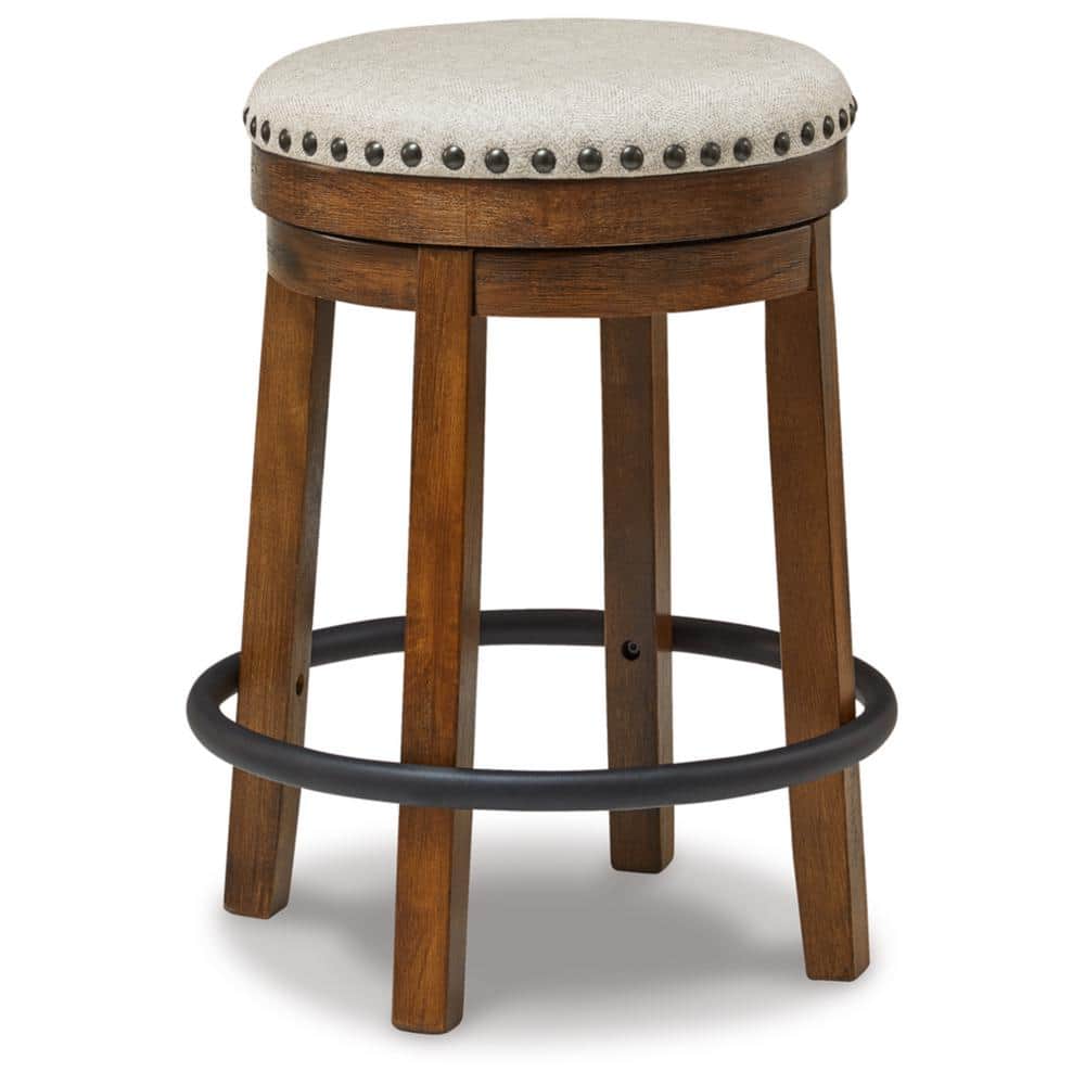 Valebeck Transitional Swivel Counter Stool in Black and Beige