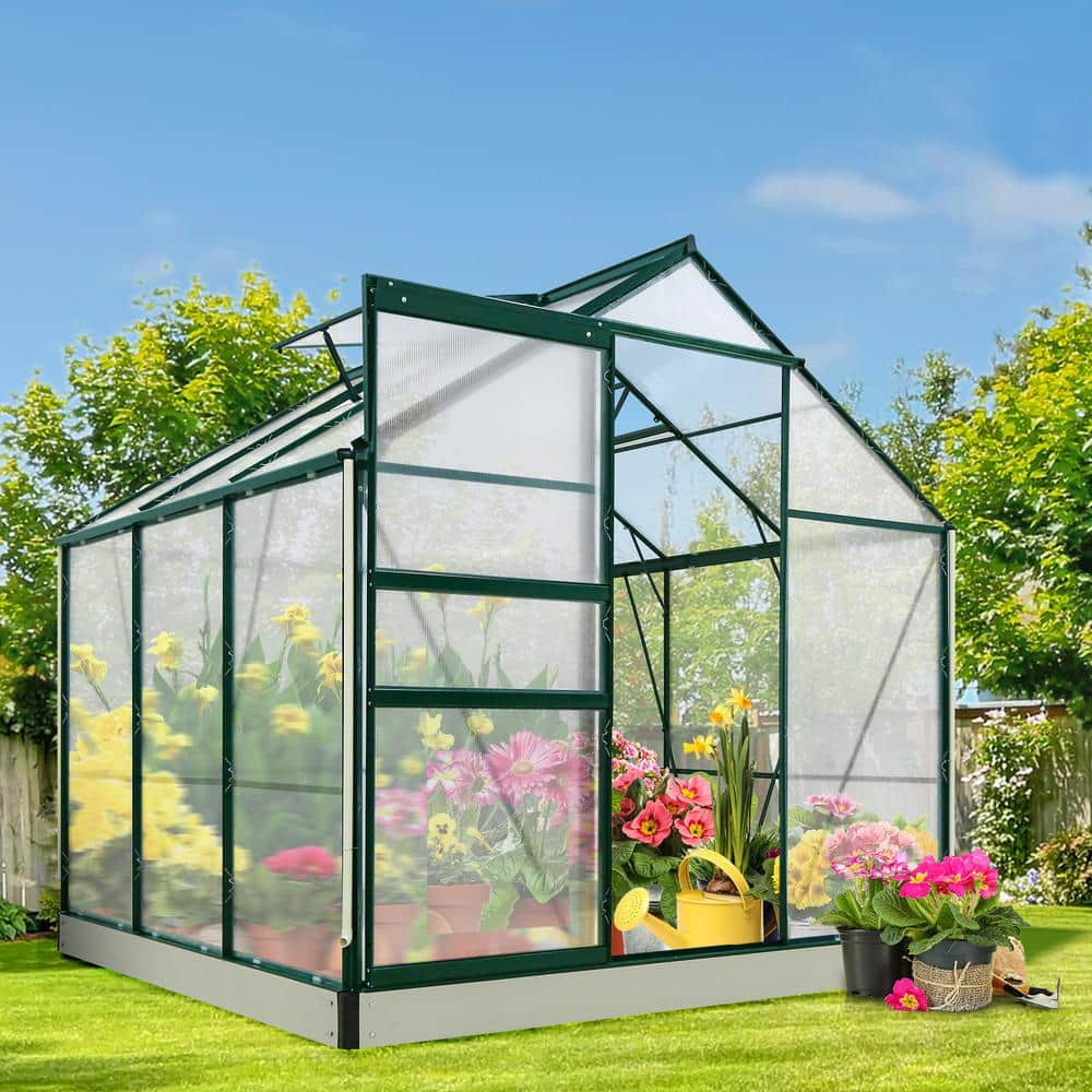 EAGLE PEAK 6 ft. W x 6 ft. D x 7 ft. H Outdoor Walk-In Polycarbonate Hobby  Greenhouse, Green GHPC36V2-GRN-HD - The Home Depot