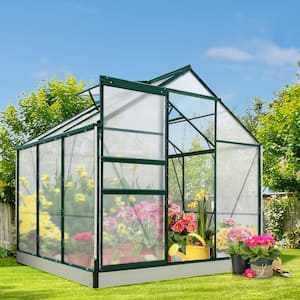 6 ft. W x 6 ft. D x 7 ft. H Outdoor Walk-In Polycarbonate Hobby Greenhouse, Green