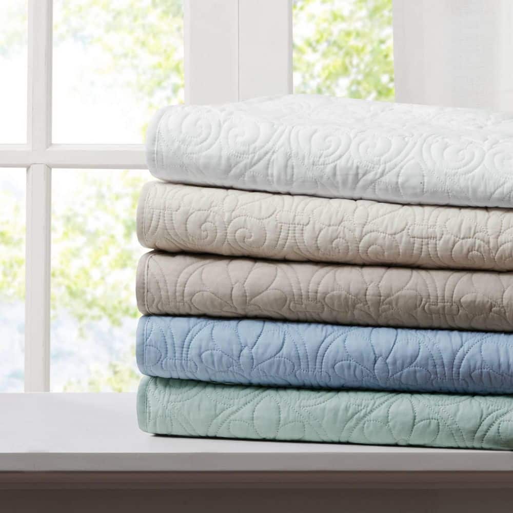 White Oversized Quilted Cotton Throw Blanket