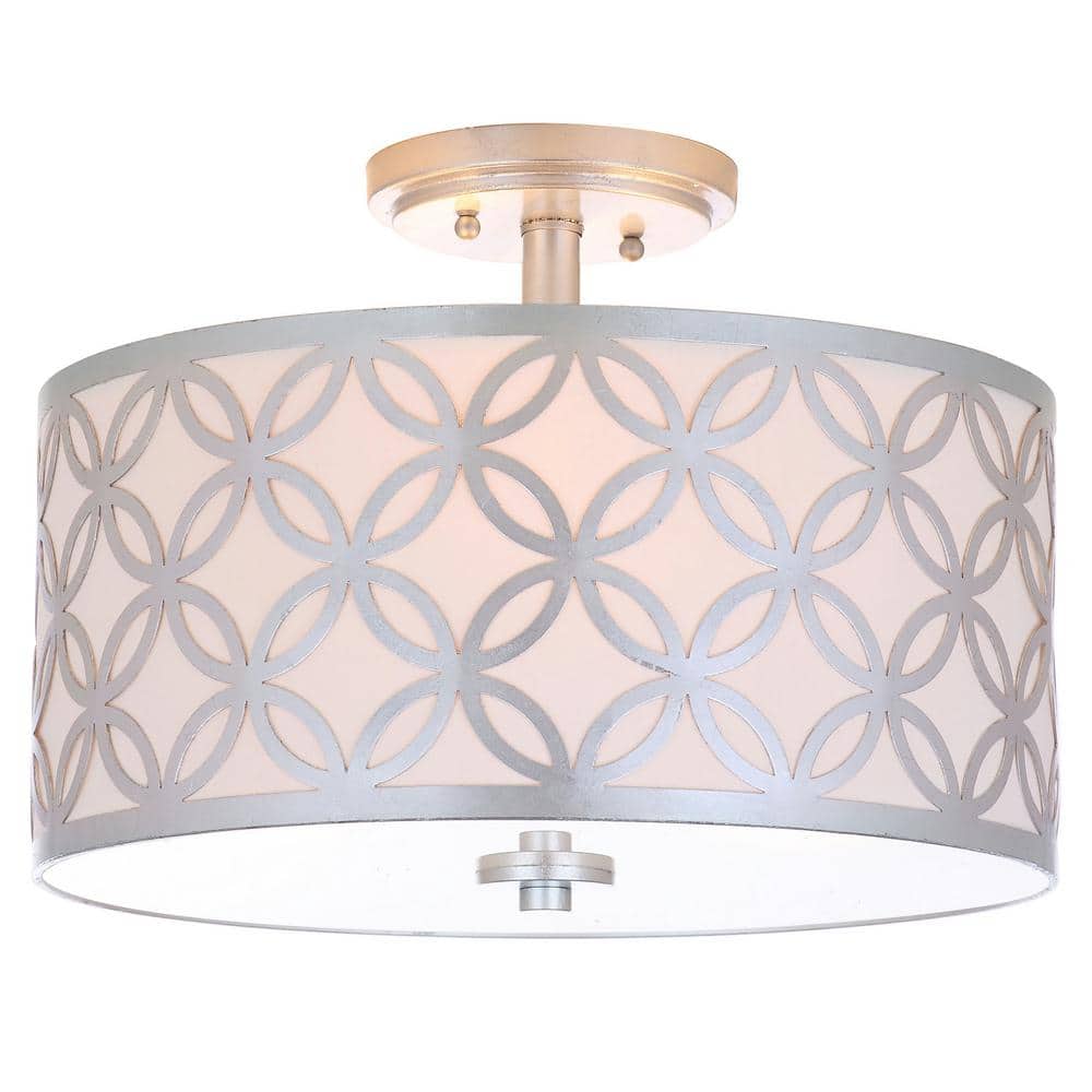 Cecily Silver Glass Drum Flush Mount Light