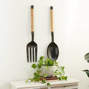 Large Spoon and Fork Metal Wall Decor, 8" x 35", Set of 2