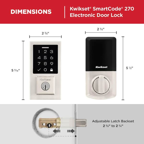 Uni-door ‪‪☺︎‬‪‪☺︎‬ Kwikset SmartCode 270 Contemporary Satin Nickel Touchpad