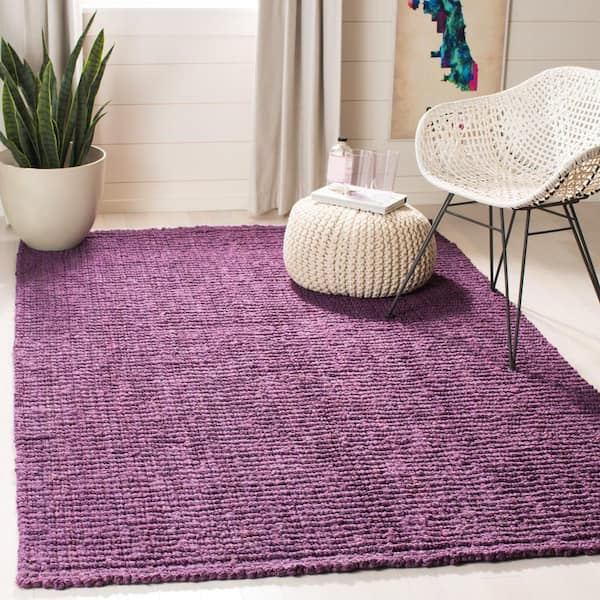Natural Fiber Purple 3 ft. x 4 ft. Woven Crosstitch Area Rug