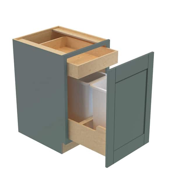 Washington 21 in. W x 24 in. D x 34.5 in. H Plywood Assembled Trash Can in Verdant Green with 1-Soft Close Drawer