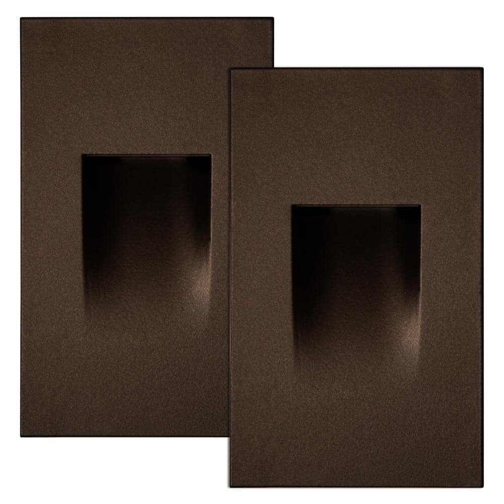 Maxxima Vertical Hardwired Oil Rubbed Bronze Step Light, LED Stair Light Indoor/Outdoor 3 CCT