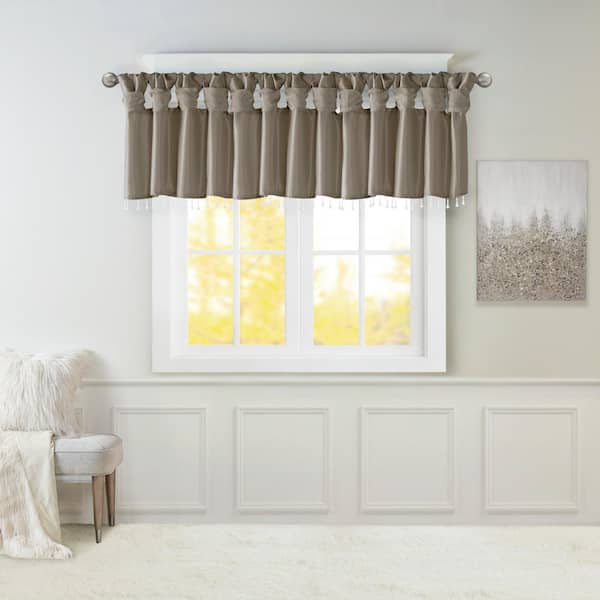 Madison Park Natalie 26 in. L 50 in. W Pewter Faux Silk Light Filtering Window Valance