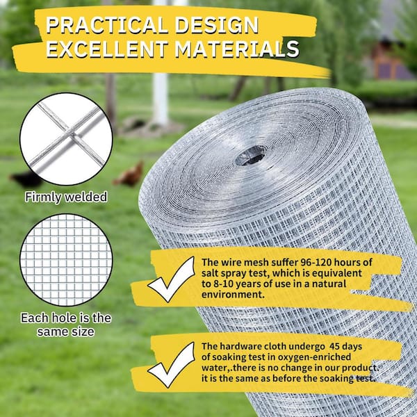 48 in. x 100 ft. 19-Gauge Reinforced Hot-Dip Galvanized Wire Mesh for Garden Plant and Livestock Cage Precision Welding