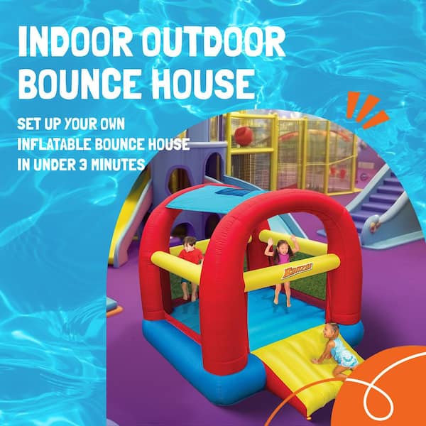 Canopy Bouncer PVC Inflatable Slide and Shaded Backyard Bounce House, Multi-Color