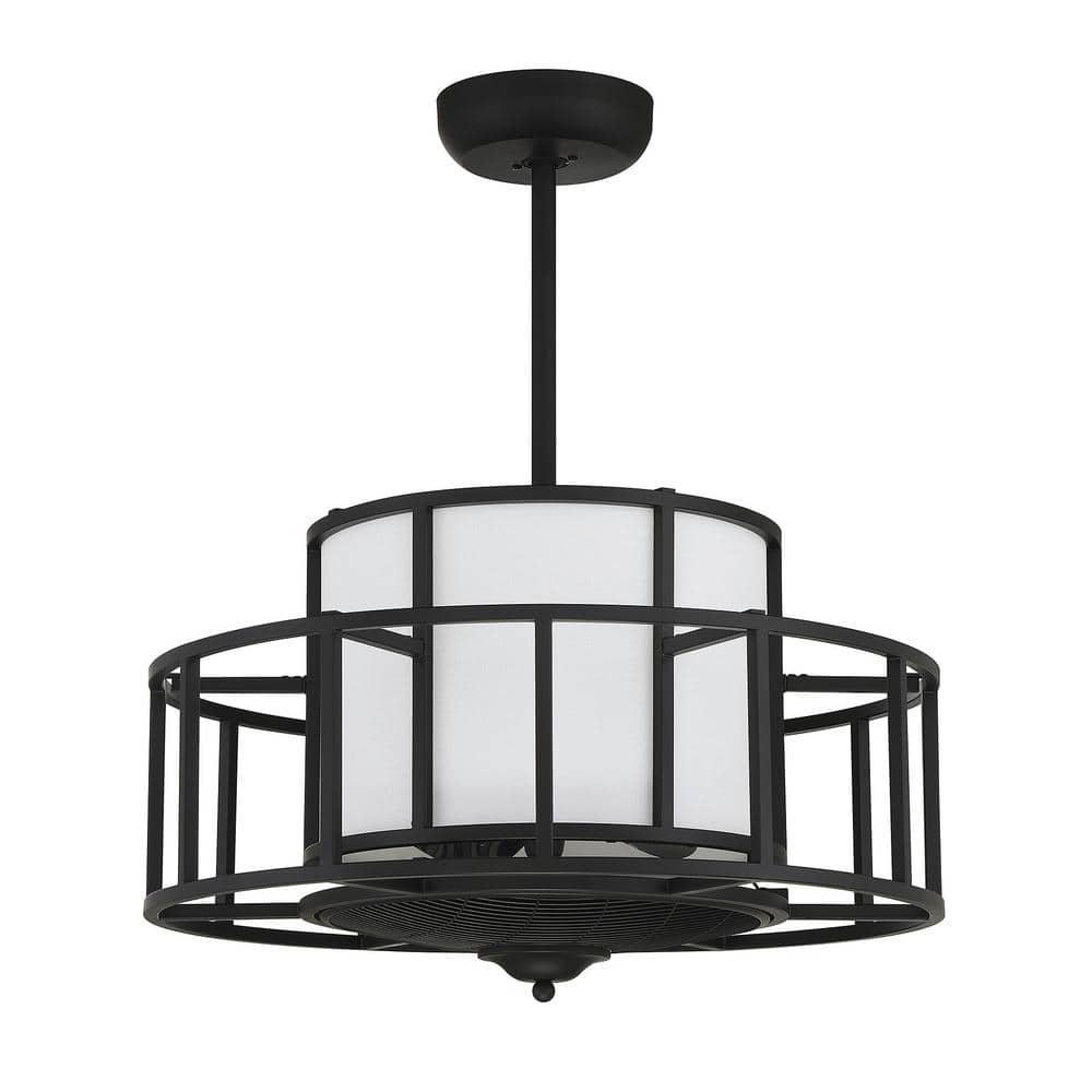 Oslo Matte Black 4-Light Chandelier Fan with Remote