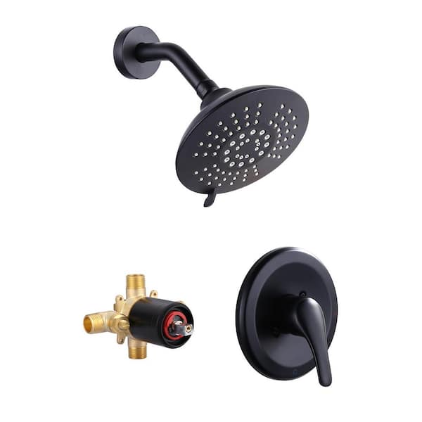 ALEASHA Single Handle 5-Spray Shower Faucet 1.8 GPM with Pressure Balance in Matte Black