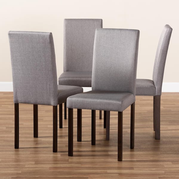 Baxton Studio Andrew Gray Fabric Upholstered Dining Chairs Set of