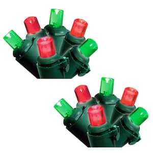 50-Light Red/Green Micro Mini LED Light Set with Green Wire (Set of 2)