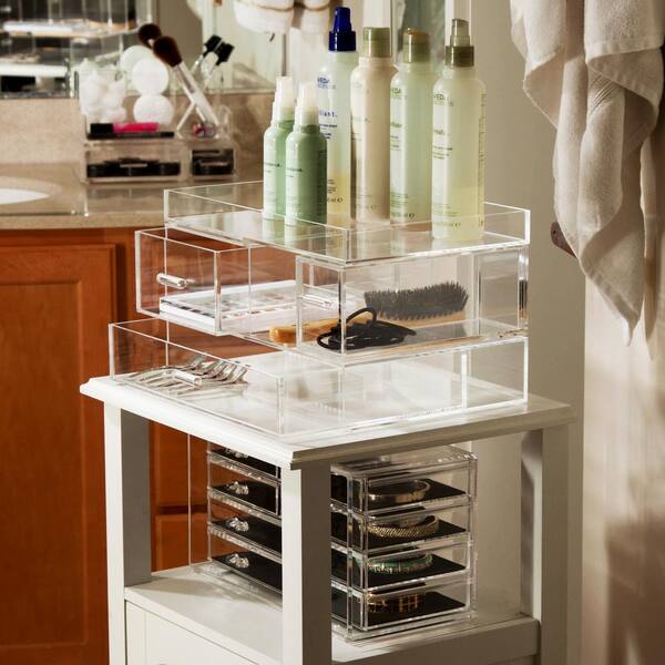 Honey-Can-Do 12.5 in. W x 8.5 in. W x 2.5 in. H Half Acrylic Medium Drawer in Clear
