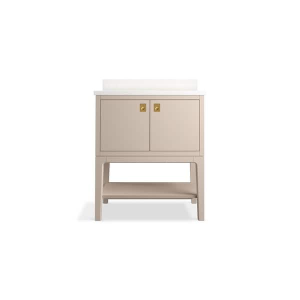 KOHLER Seagrove 31in. Single Sink Freestanding Light Clay Bath Vanity with White Quartz Top Assembled