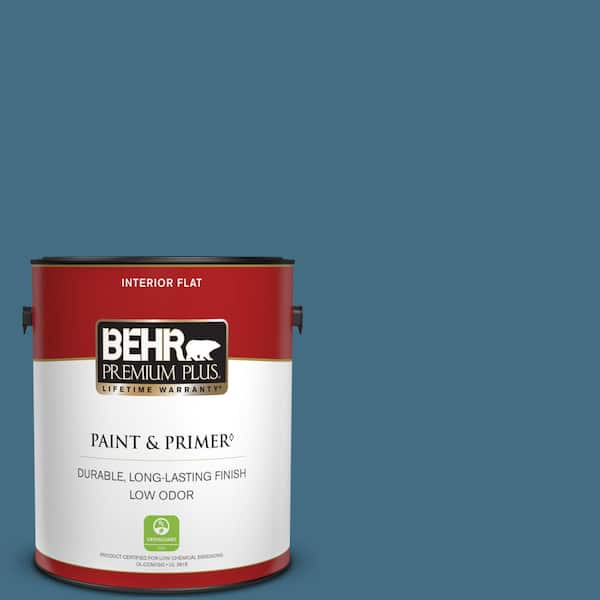 BEHR PREMIUM PLUS 1 gal. #PMD-24 Lake Stream Flat Low Odor Interior Paint & Primer