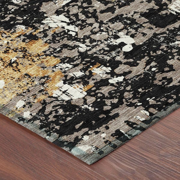 Chantille Machine Washable Indoor/Outdoor Abstract ACN2679 Black 3 ft. x 4 ft. Area Rug