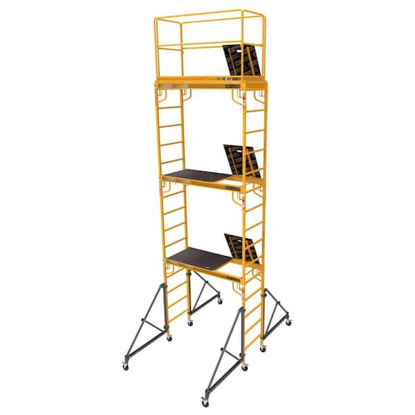 18 ft. Jobsite Series Mobile Baker 3-Story Rolling Scaffolding Tower w/ Platform Outriggers Guard Rail, 6 X 10 X 20 ft.