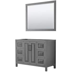 Daria 47 in. W x 21.5 in. D x 35 in. H Single Bath Vanity Cabinet without Top in Dark Gray with 46 in. Mirror