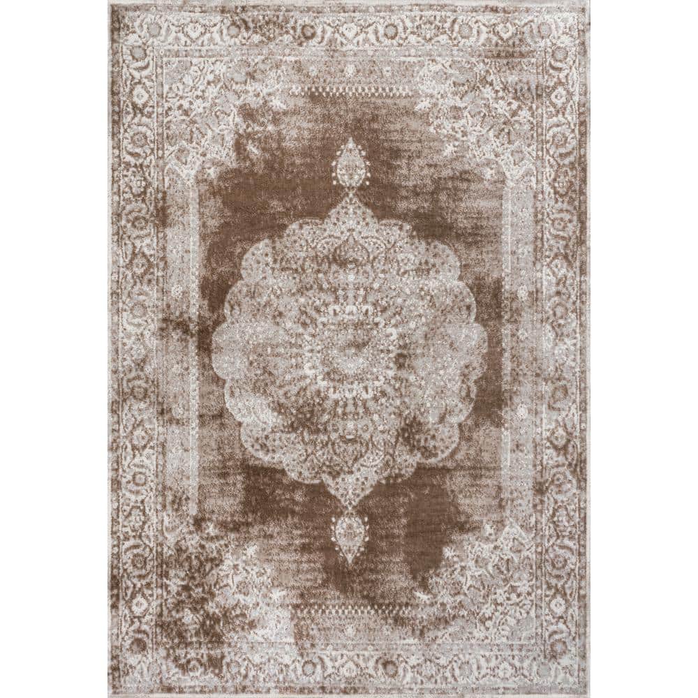 Rosalia Cream and Brown Medallion 4 x 6 Area Rug