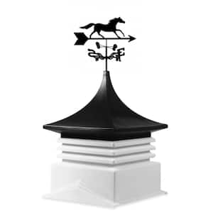 22 in. x 22 in. White Base and Black Top Poly Cupola with Horse Weathervane