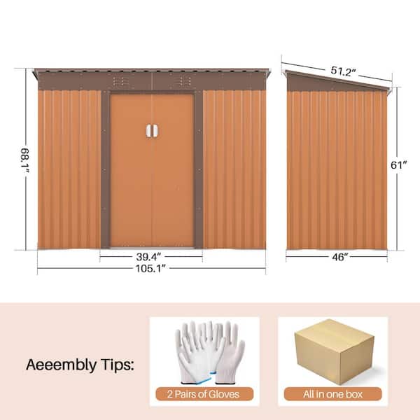 JAXPETY 9.1 ft. W x 4.3 ft. D Outdoor Storage Shed, Metal Garden