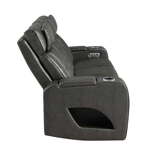 Acme Furniture Birch 84 in. Pillow Top Arm Faux Leather Rectangle