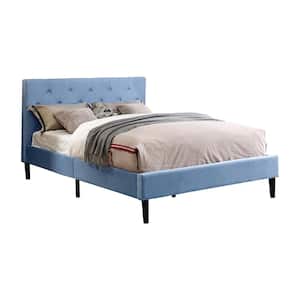 Jukes Light Blue Queen Flannelette Upholstered Bed
