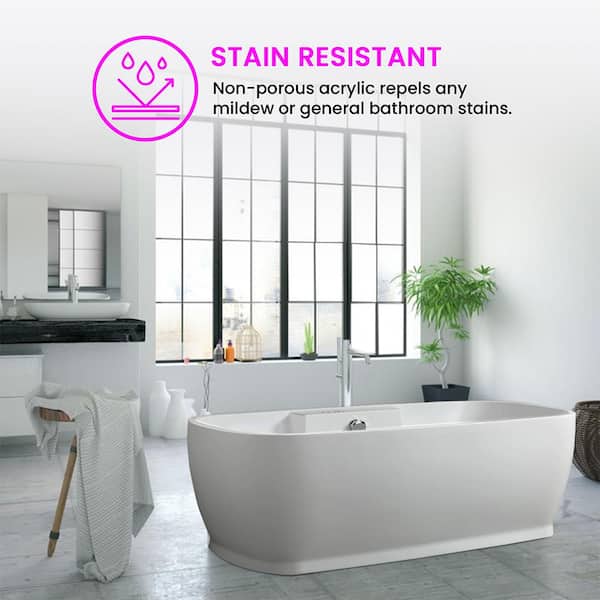 Toulon 59 in. Acrylic Flatbottom Freestanding Bathtub in White Toulon 59 in. Acrylic Flatbottom Freestanding Bathtub in White