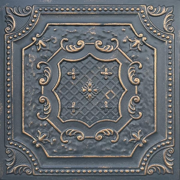 Bijou and Bee Bee Charcoal Copper 1.6 ft. x 1.6 ft. Decorative Foam Glue Up Ceiling Tile (259.2 sq. ft./case)