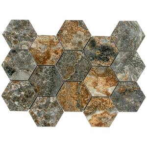 Splendor Brown 8.9 in. x 12.8 in. Polished Porcelain Hexagon Wall and Floor Tile (7.09 sq. ft./case) (9-pack)