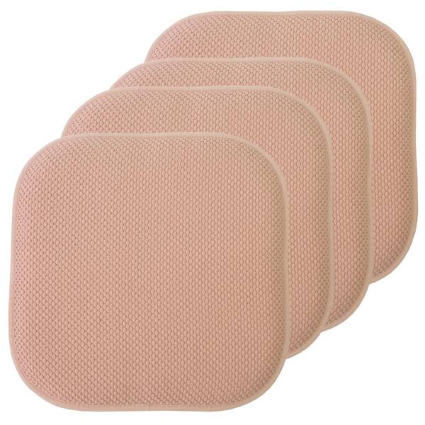 Sweet Home Collection Honeycomb Memory Foam Square 16 in. W x 16 in. D Non-Slip Back Chair Cushion, Blush (4-Pack)