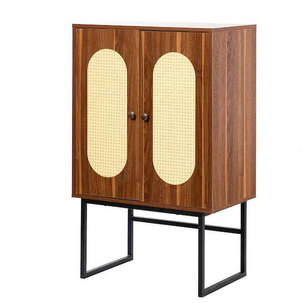 JAYDEN CREATION Krle 2-Door Walnut Accent Cabinet with Shelves