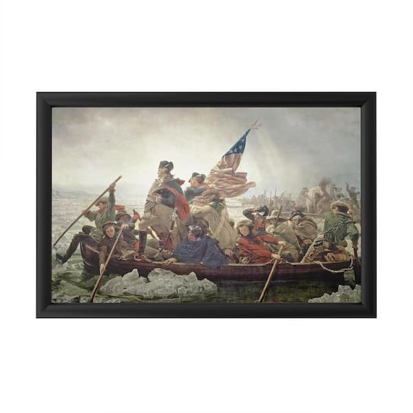 Trademark Fine Art "'Washington Crossing Delaware River in 1776" by Emanuel Leutze Framed with LED Light People Wall Art 16 in. x 24 in.